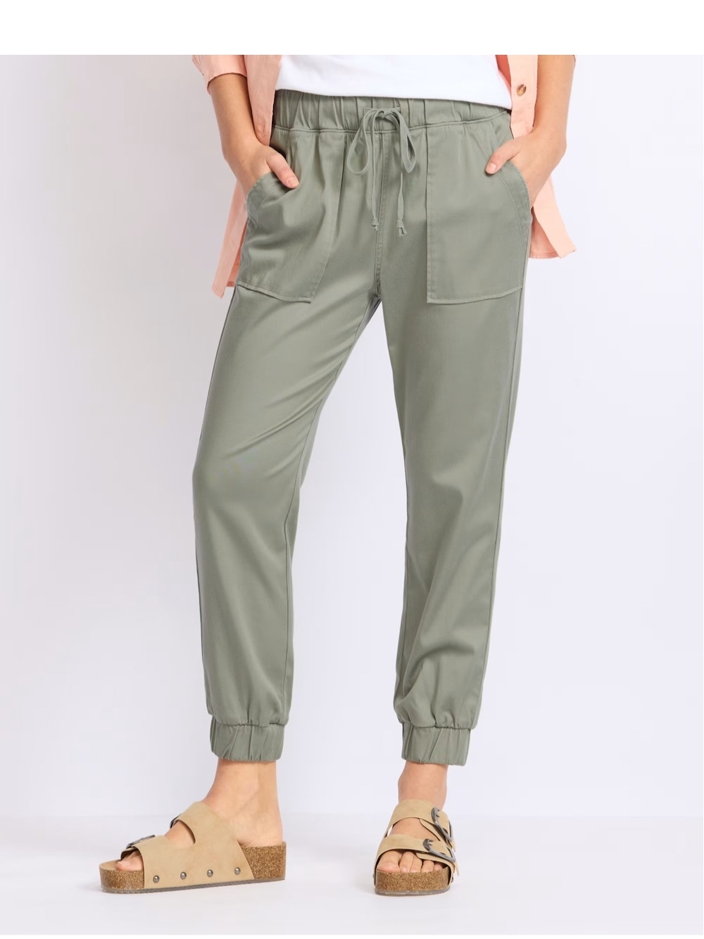 Studio Blue- High Rise Green Drawstring Joggers- Size 16/33